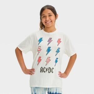 Girls' Short Sleeve Oversized Americana ACDC Graphic T-Shirt - Art Class™